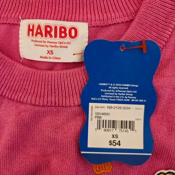 Haribo Pink Embroidered Gummy Bear Crewneck Sweater - Picture 6 of 8